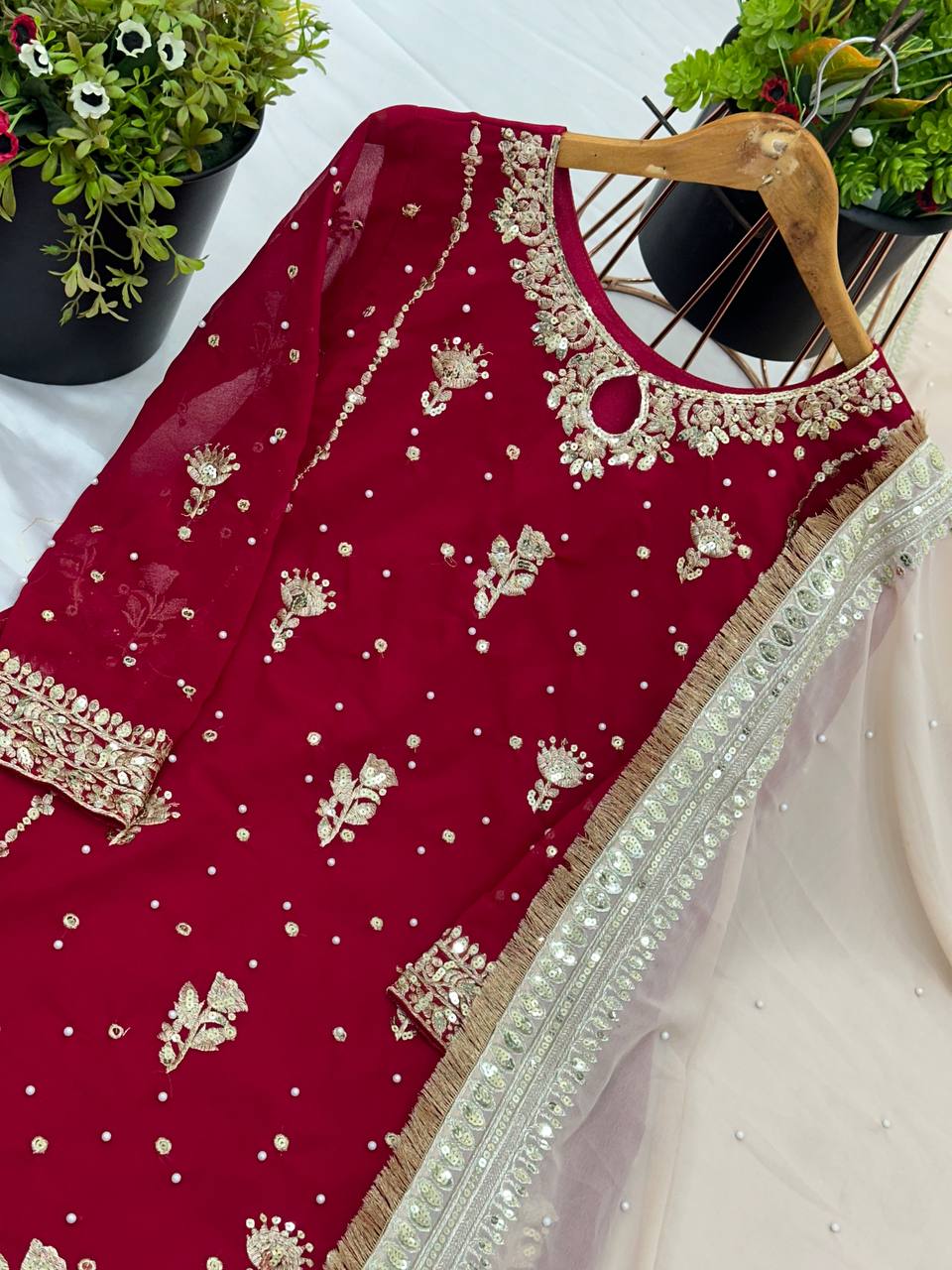 Awesome Sequence Work Red Color Salwar Suit
