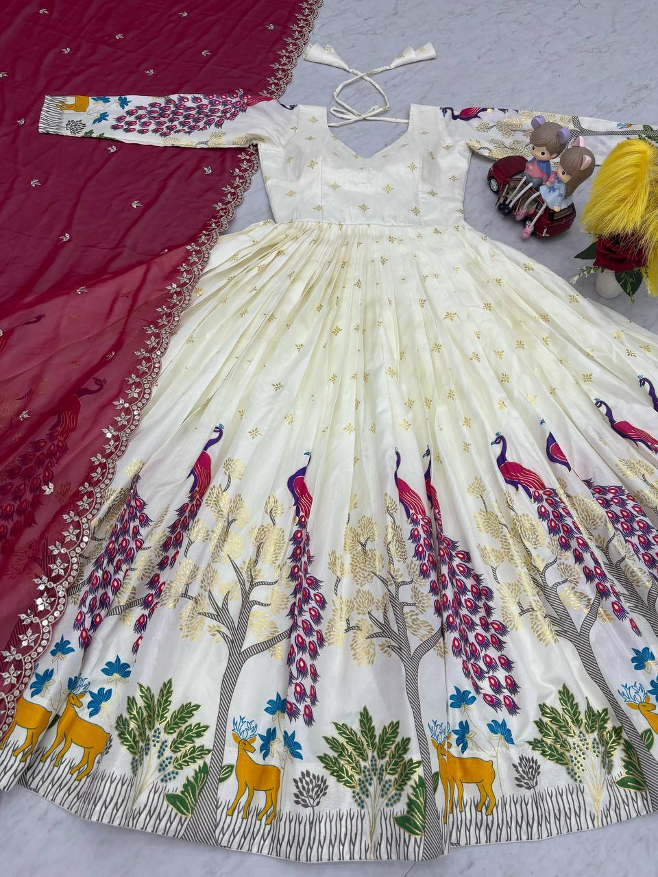 Festive Wear White Color Lehenga Choli With Maroon Dupatta