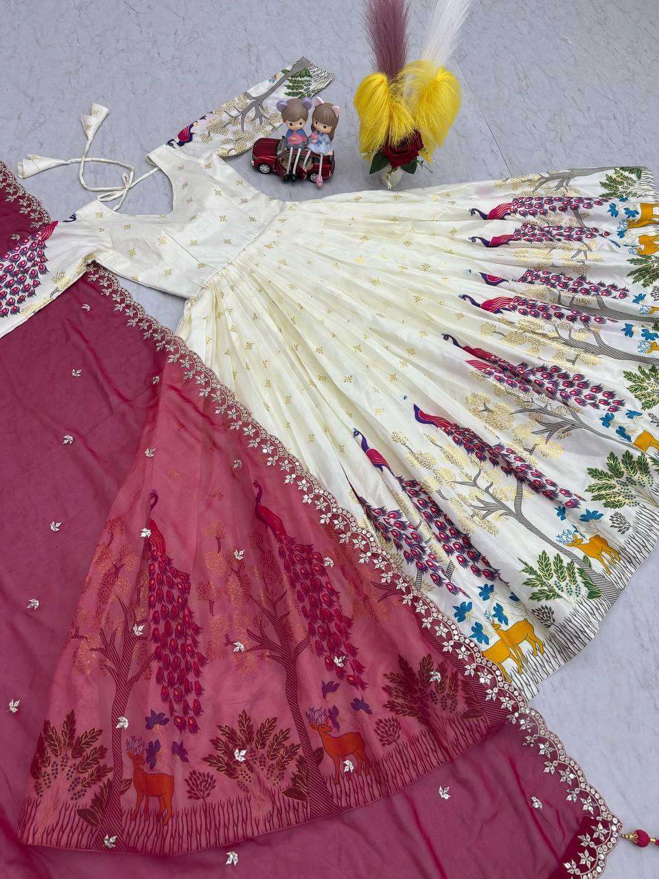 Festive Wear White Color Lehenga Choli With Maroon Dupatta