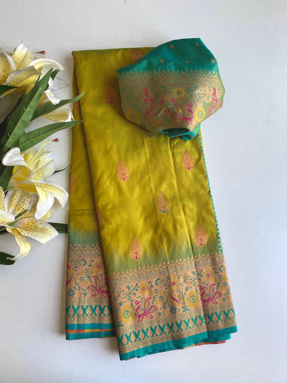 Ravishing Paithani Silk Yellow Color Zari Weaves Saree