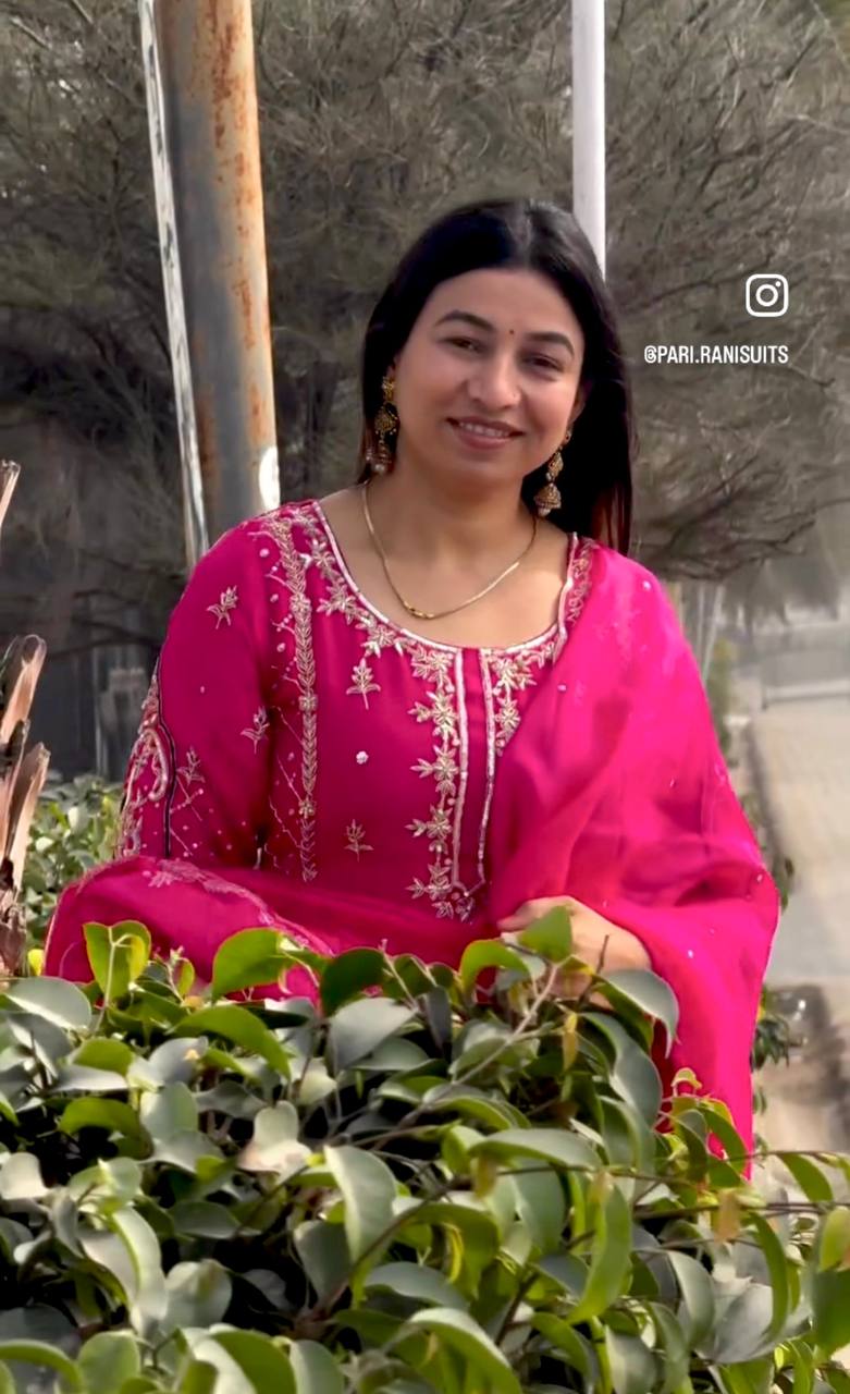 Demanding Chinon Silk Pink Color Salwar Suit