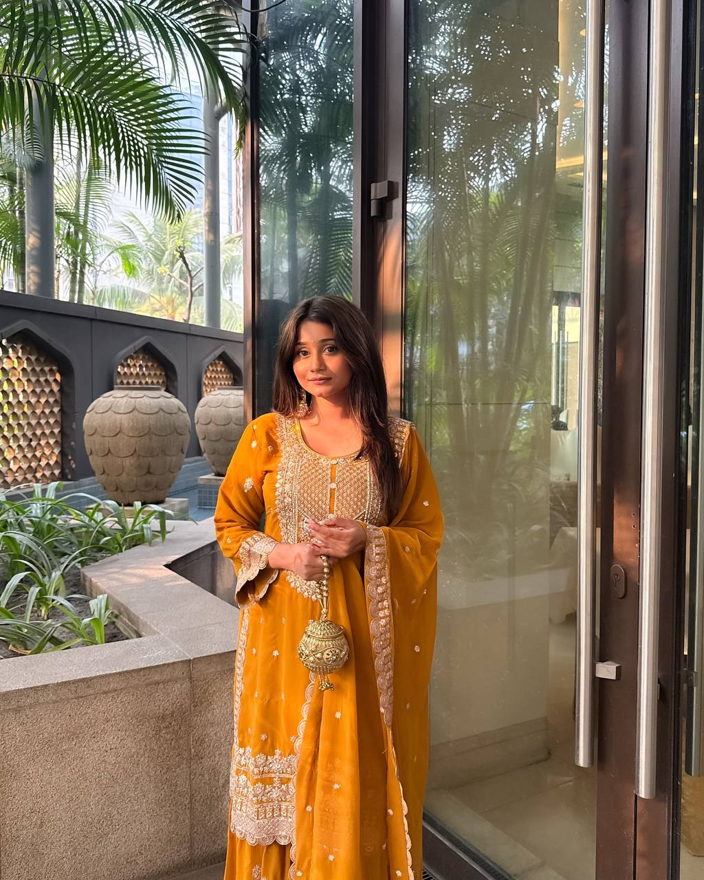 Admiring Heavy Mustard Color Sharara Suit
