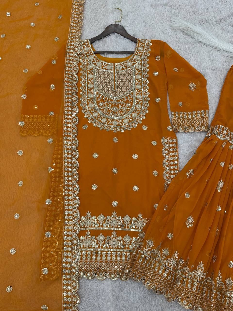 Admiring Heavy Mustard Color Sharara Suit