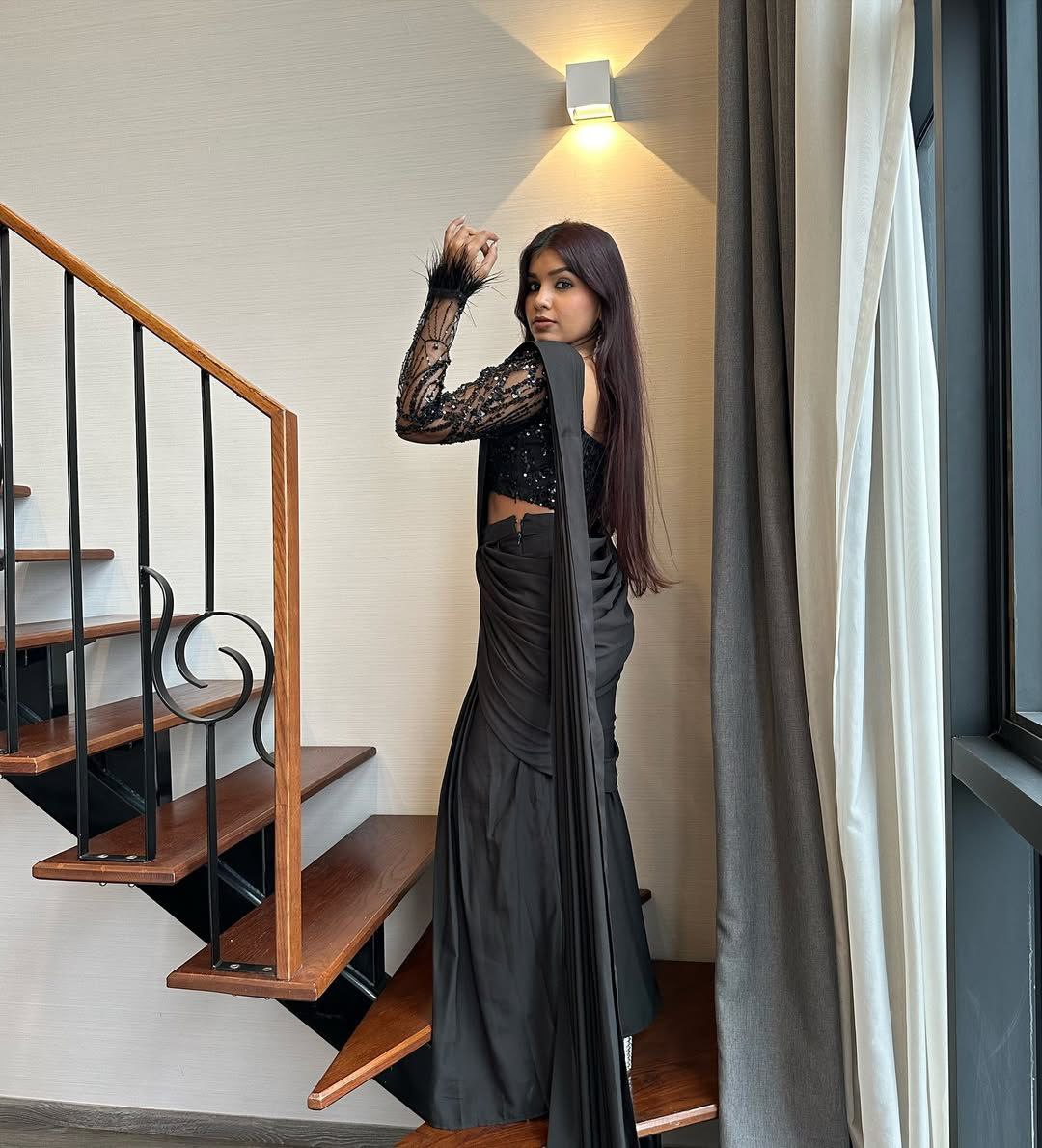 Wedding & Party Wear Black Color Saree