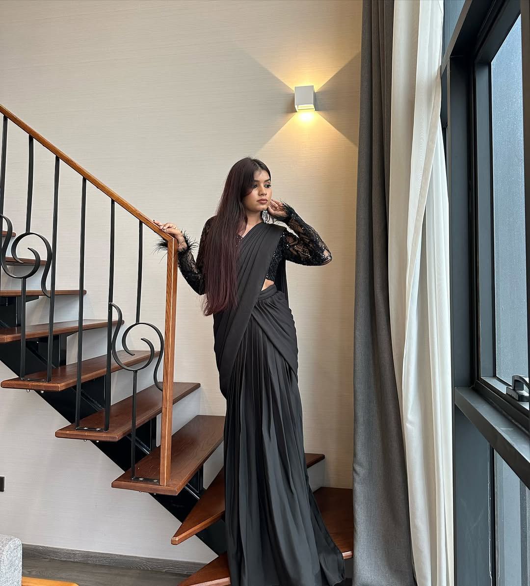 Wedding & Party Wear Black Color Saree