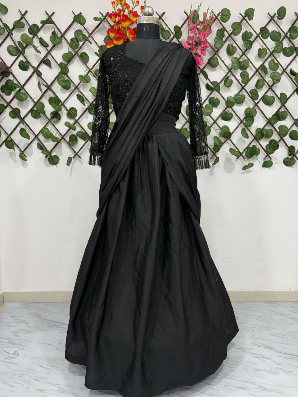 Wedding & Party Wear Black Color Saree