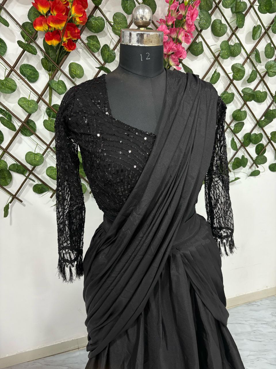 Wedding & Party Wear Black Color Saree