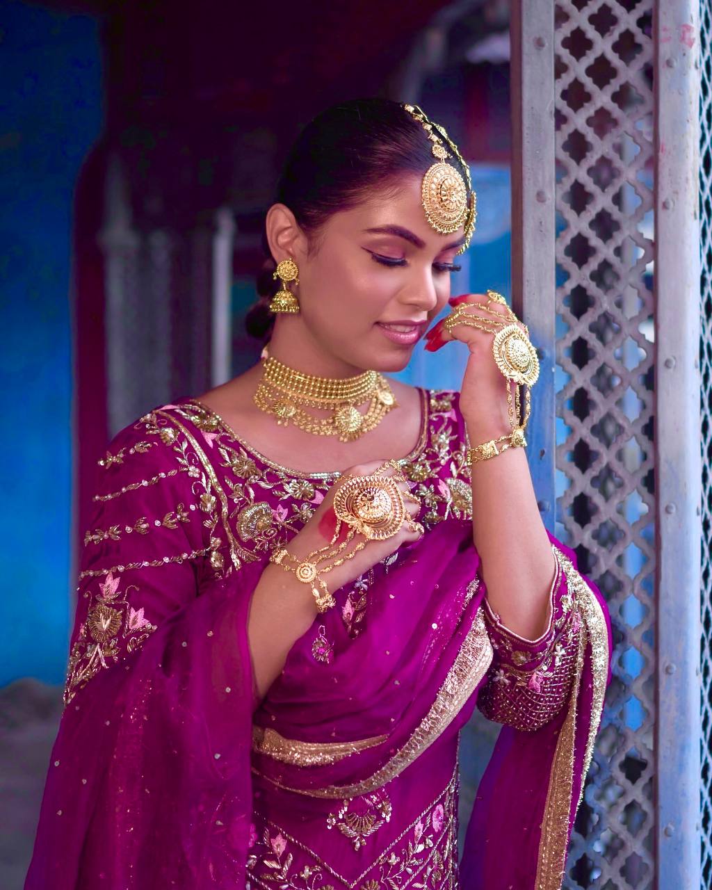 Captivating Chinno Silk Wine Color Sharara Suit