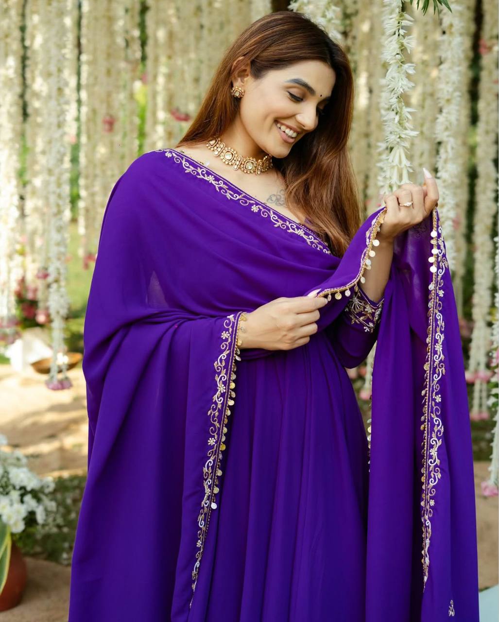 Purple Color Sequence Work Amazing Anarkali Gown