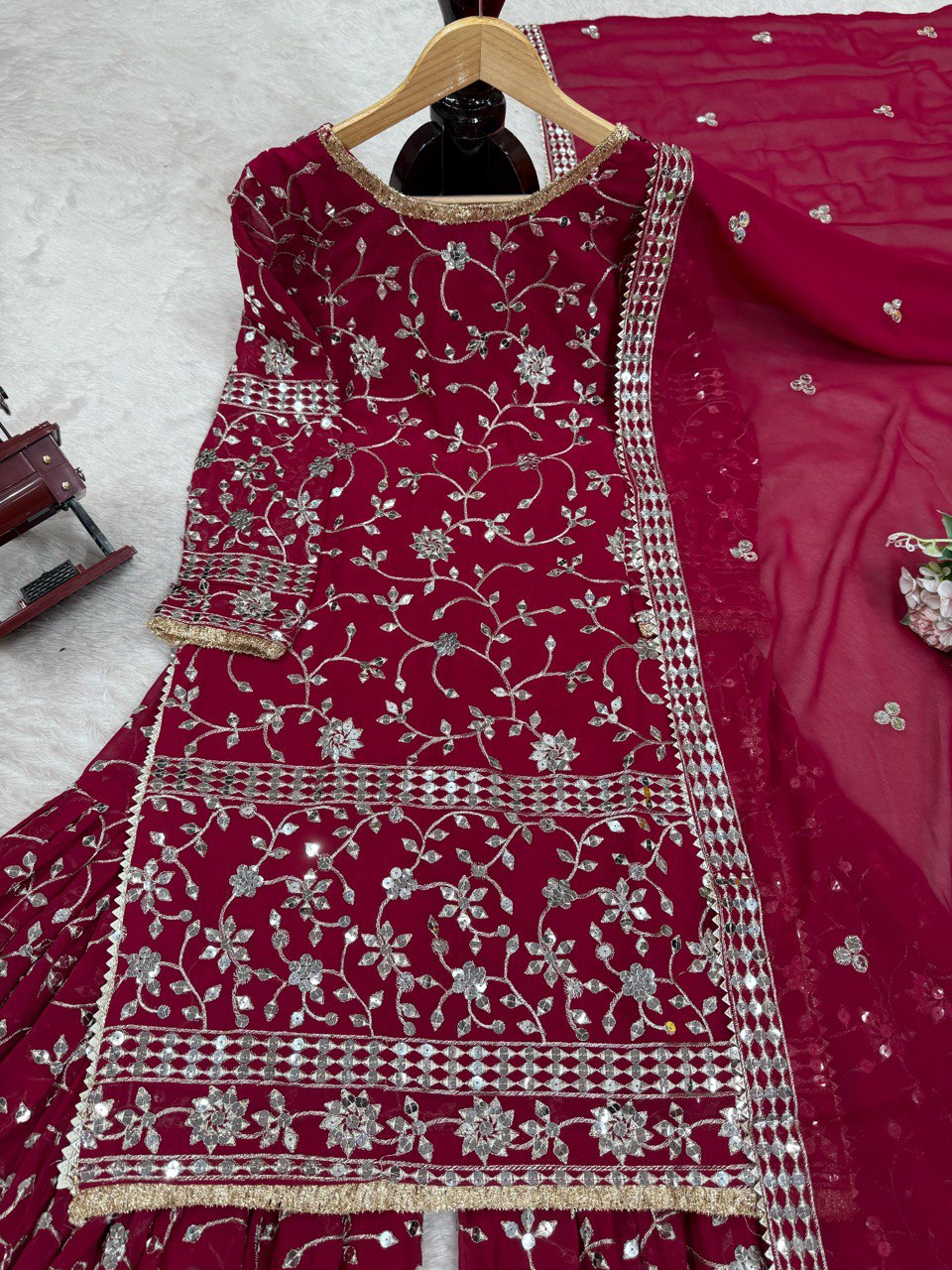 Occasion Wear Pink Color Sequence Work Sharara Suit