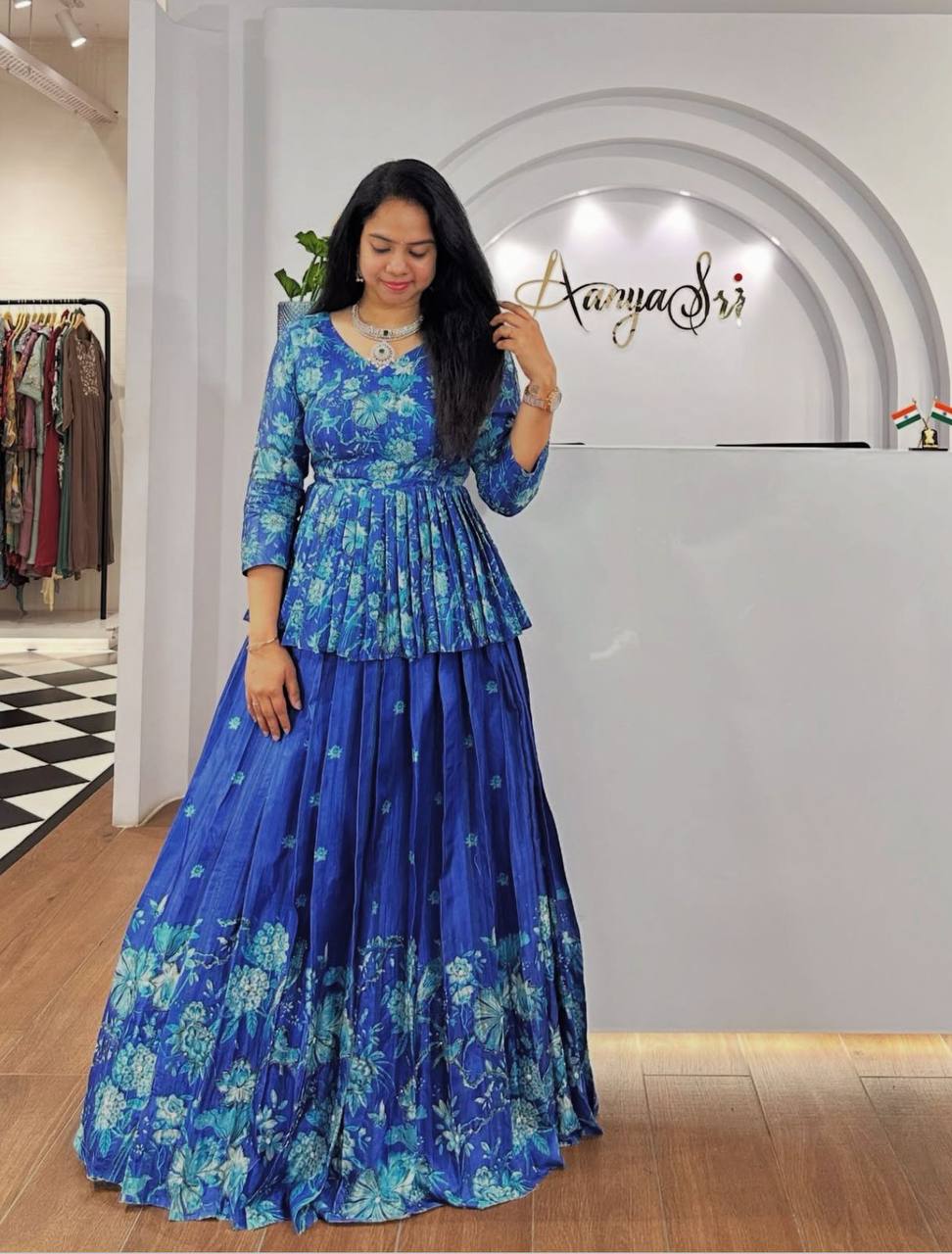 Outstanding Digital Print Blue Color Lehenga Choli