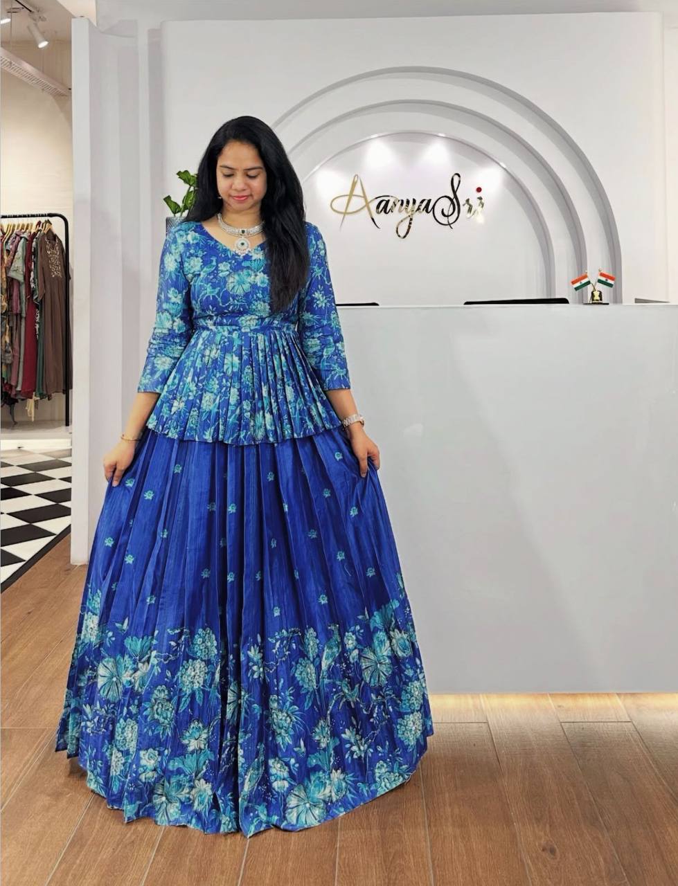 Outstanding Digital Print Blue Color Lehenga Choli