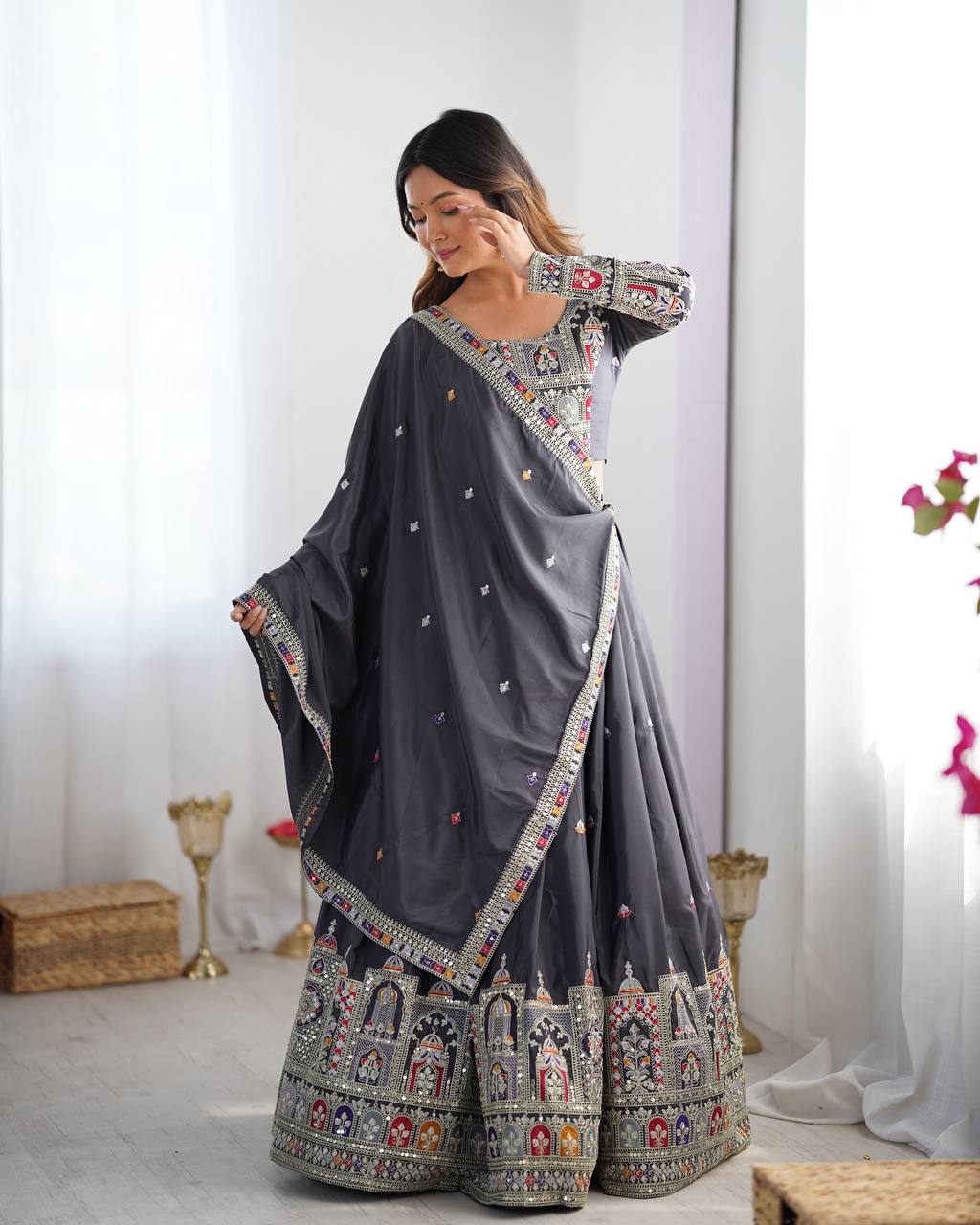 Marriage Special Sequence Work Black Color Lehenga Choli
