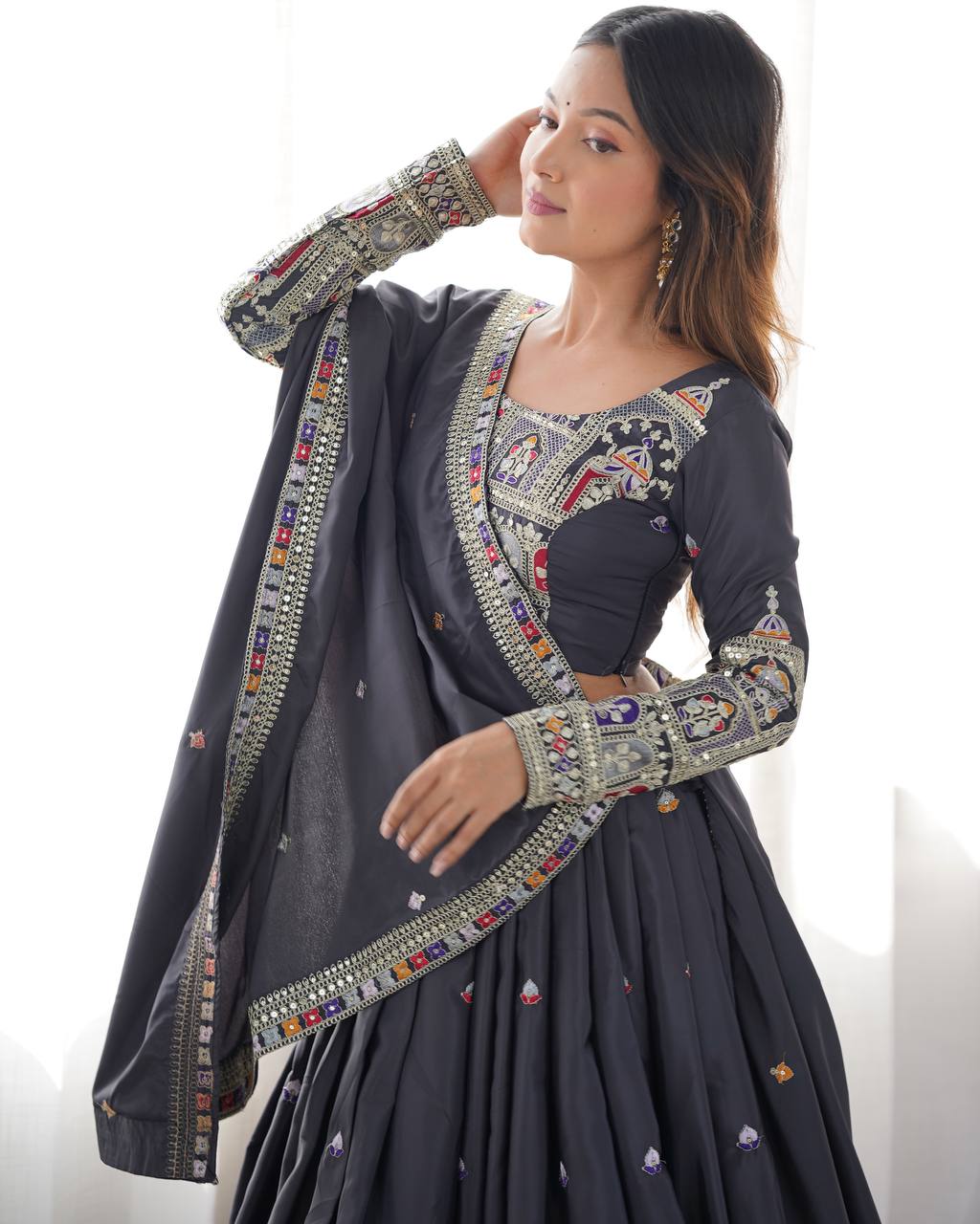 Marriage Special Sequence Work Black Color Lehenga Choli