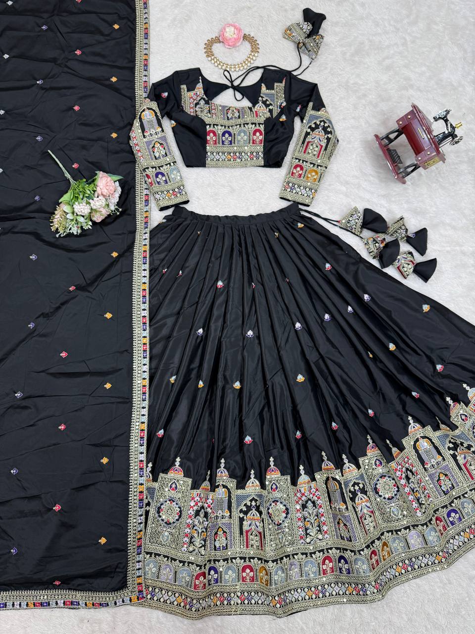 Marriage Special Sequence Work Black Color Lehenga Choli