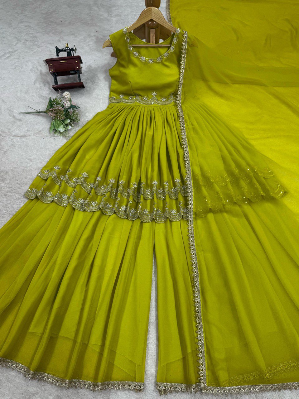 Good Looking Georgette Green Color Sharara Suit