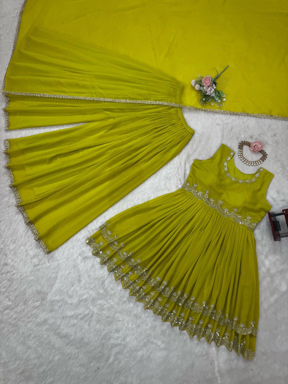 Good Looking Georgette Green Color Sharara Suit