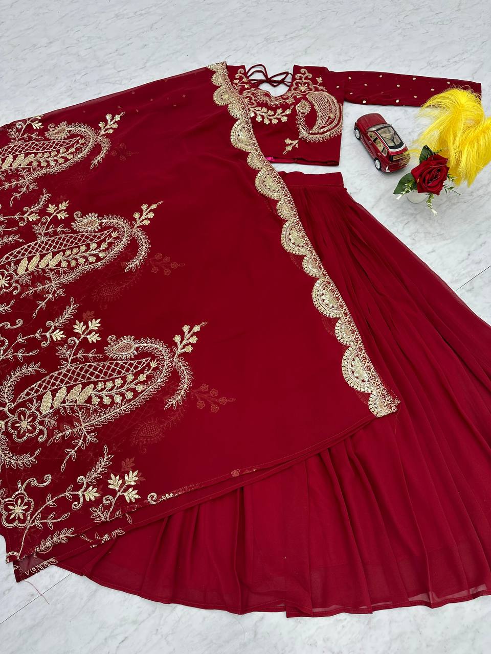 Marriage Special Heavy Work Red Color Lehenga Choli