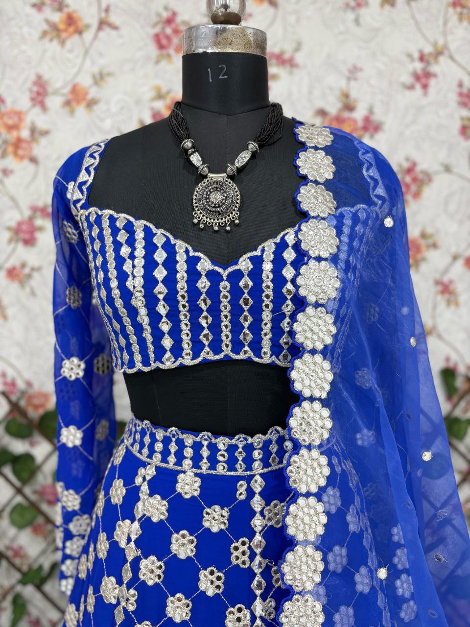 Marriage Special Embroidery Heavy Work Blue Color Lehenga Choli