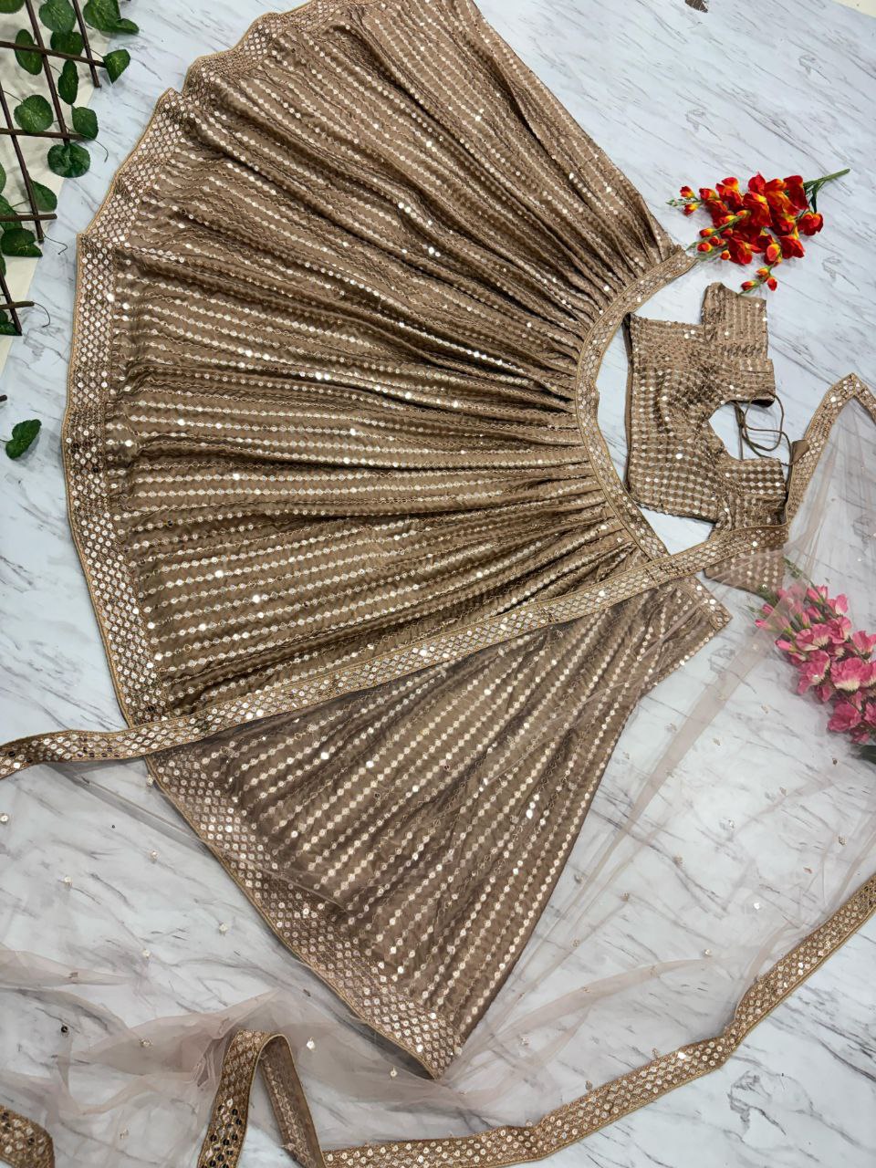 Occasion Wear Karishma Silk Beige Color Lehenga Choli