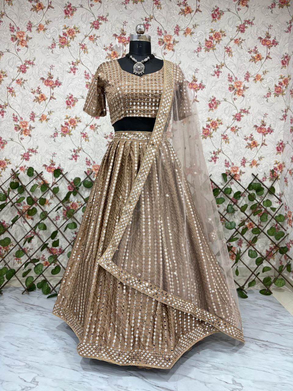 Occasion Wear Karishma Silk Beige Color Lehenga Choli