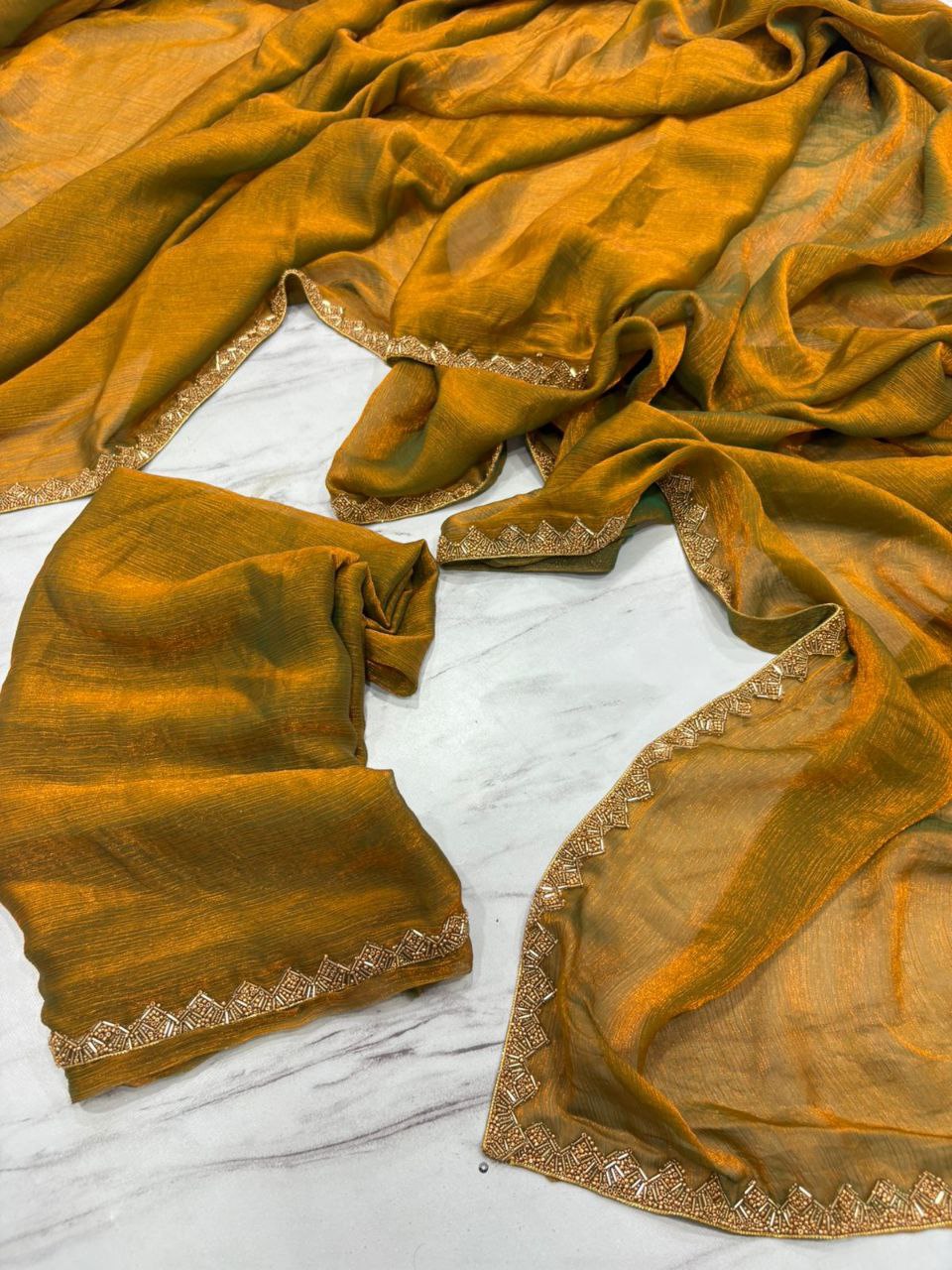 Elegant Fandy Crush Mustard Color saree