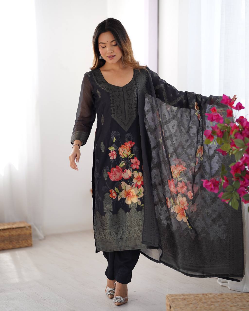 Elegant Digital Print Black Color Salwar Suit