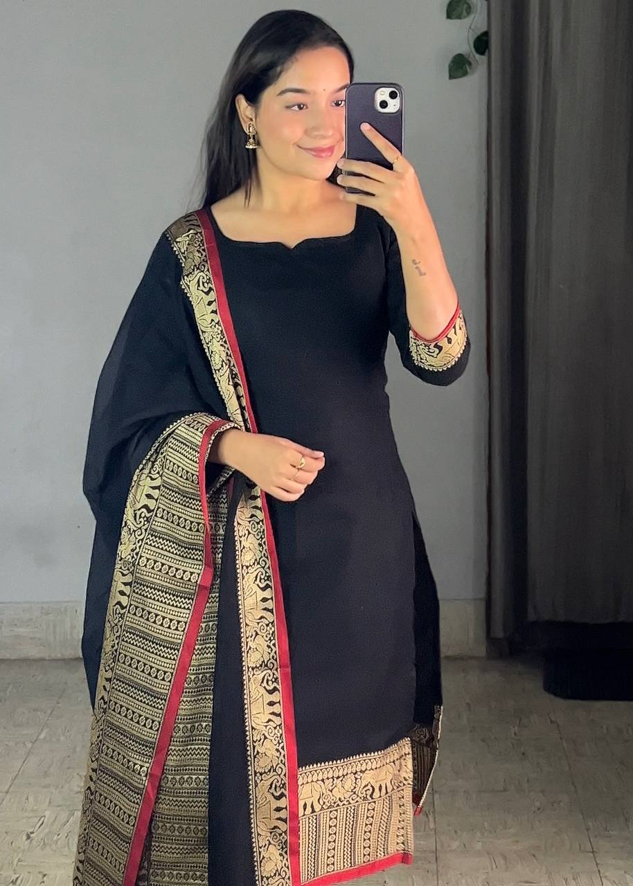 Precious Heavy Work Black Color Suitset