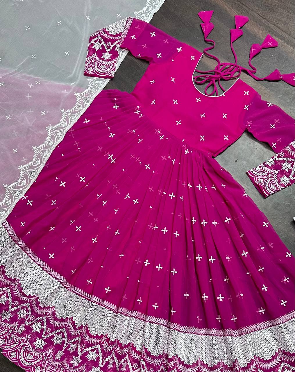 Flattering Heavy Work Pink Color Anarkali Suit
