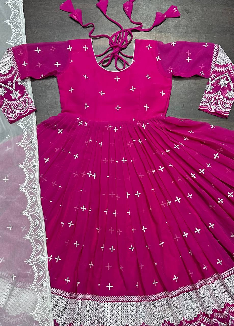 Flattering Heavy Work Pink Color Anarkali Suit