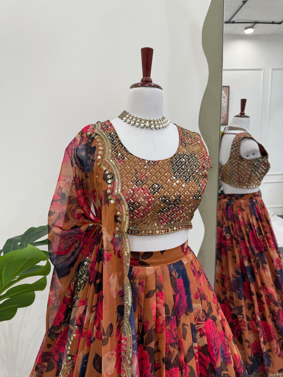 Designer Multi Flower With Mustard Color Lehenga Choli