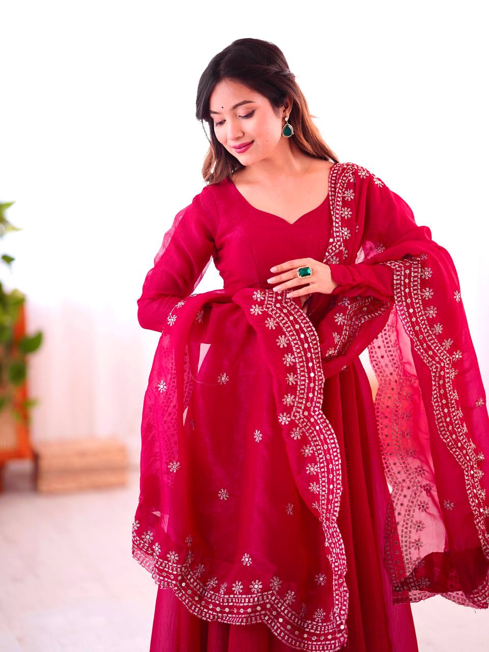 Awesome Sequence Work Pink Color Anarkali Gown