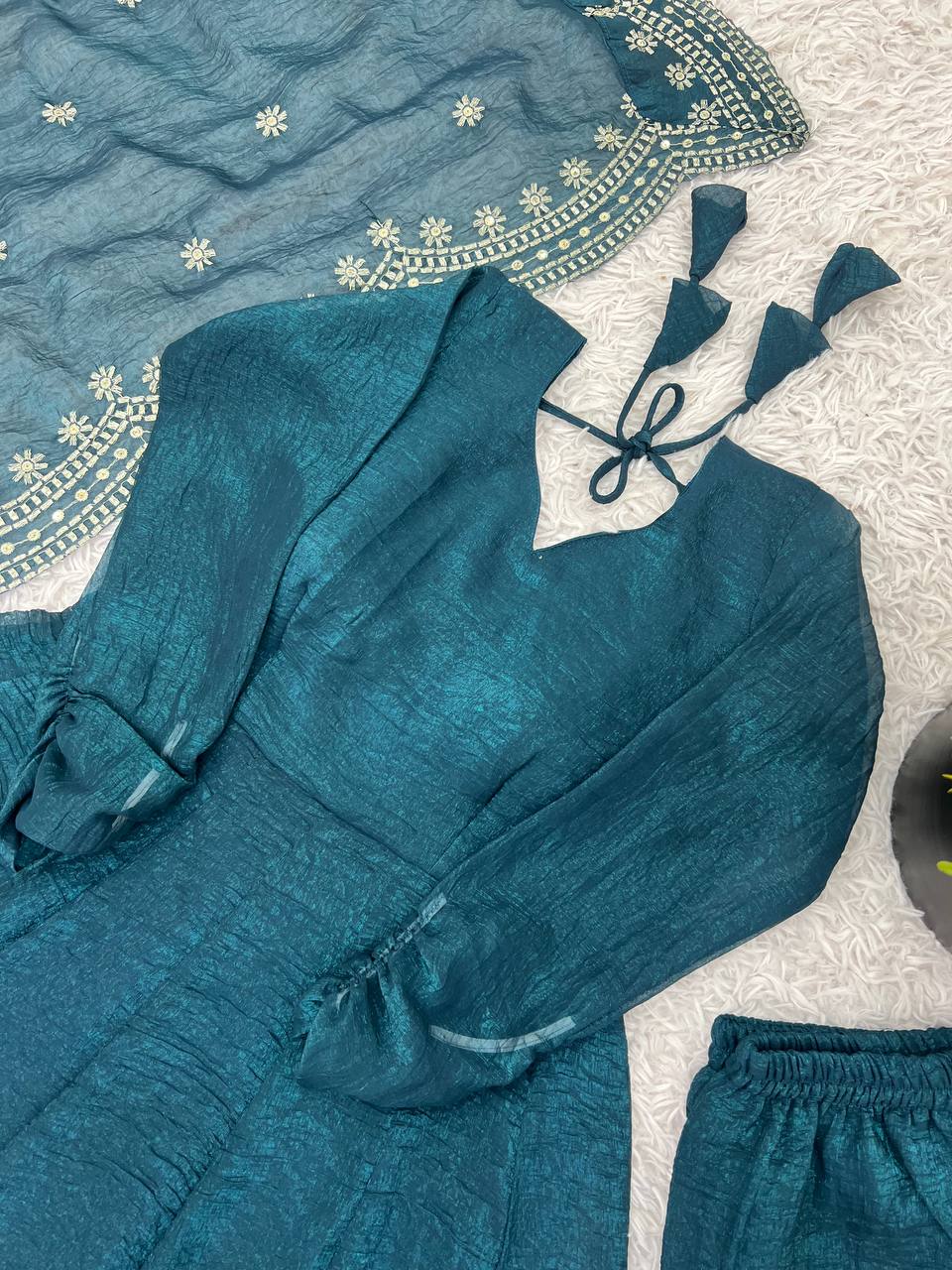 Awesome Sequence Work Blue Color Anarkali Gown