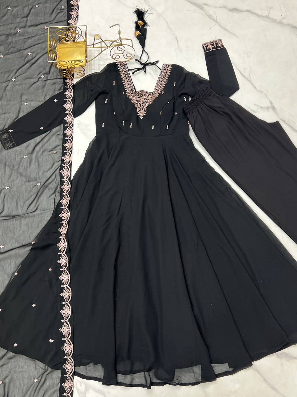 Adorable Black Color Anarkali Gown