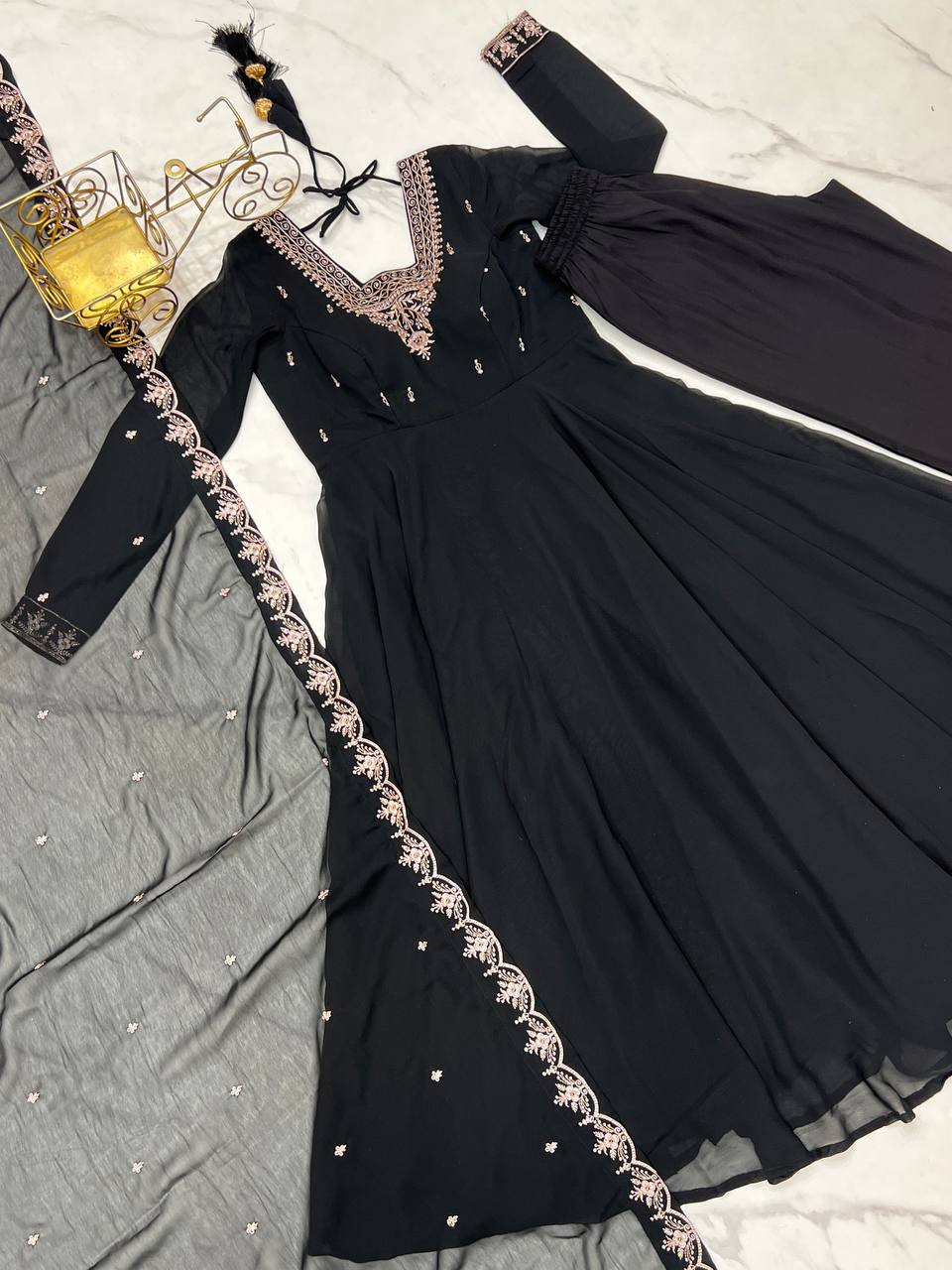 Adorable Black Color Anarkali Gown