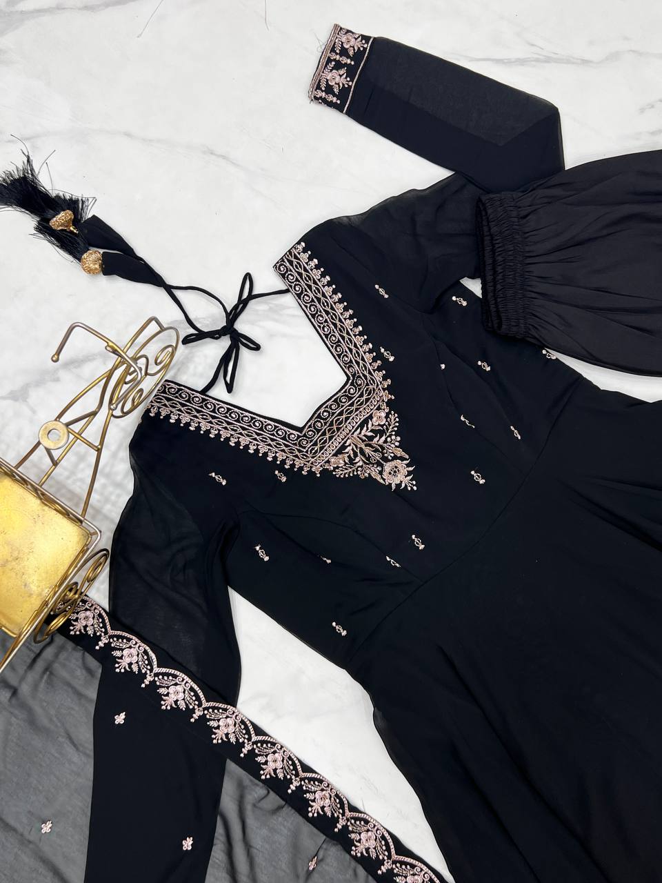 Adorable Black Color Anarkali Gown