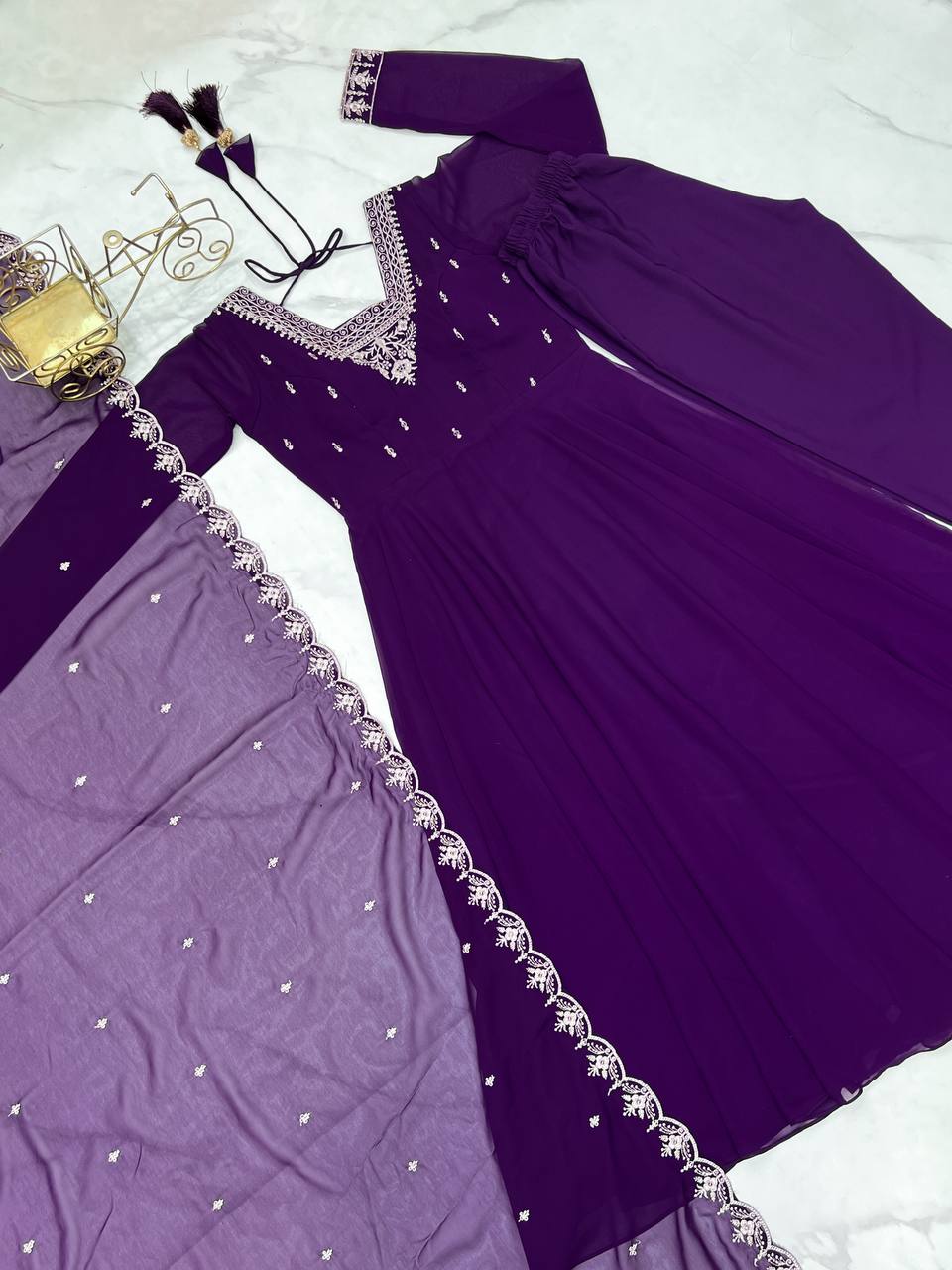 Adorable Purple Color Anarkali Gown