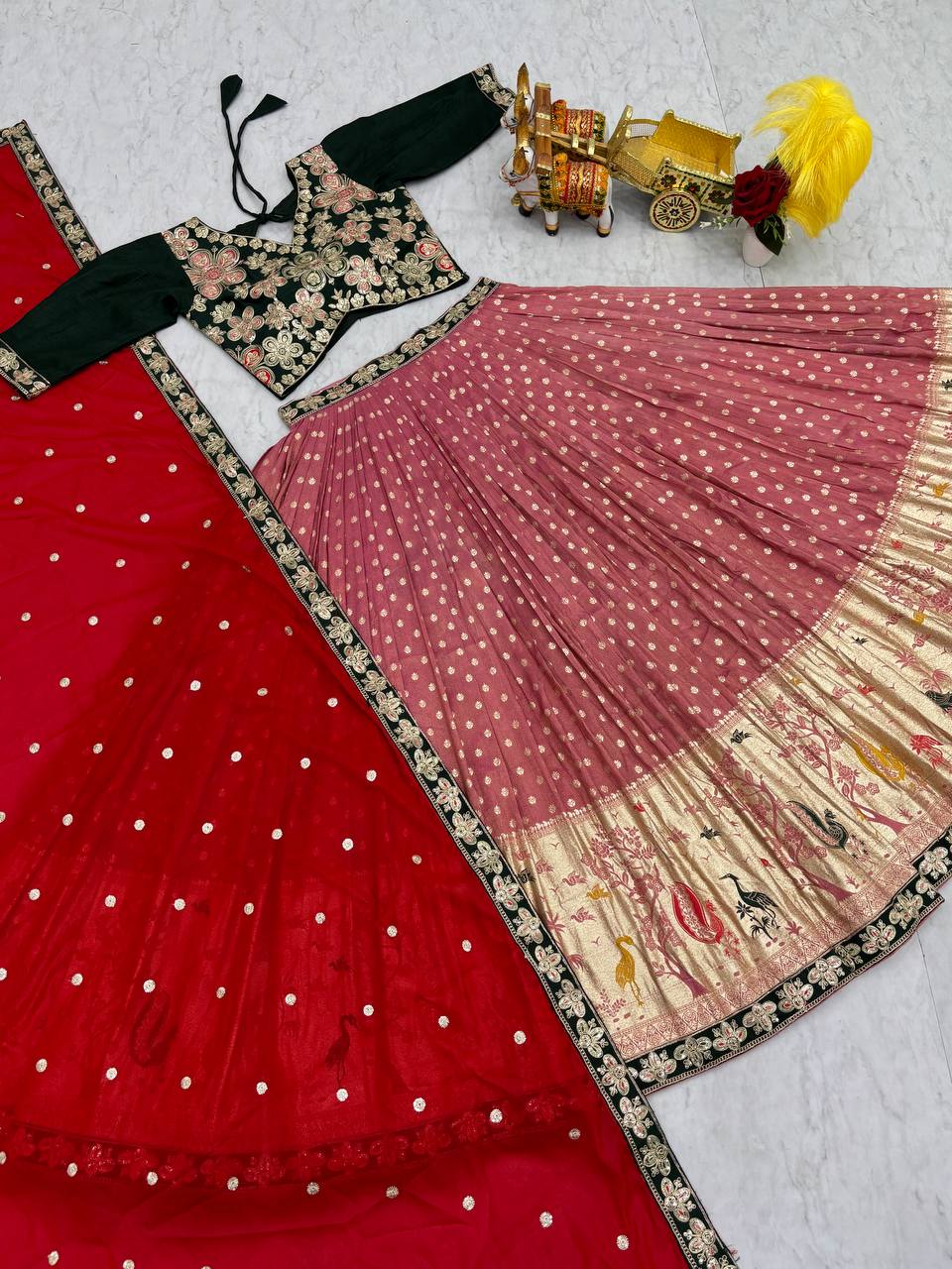 Occasion Wear Embroidery Work Peach Color Lehenga Choli