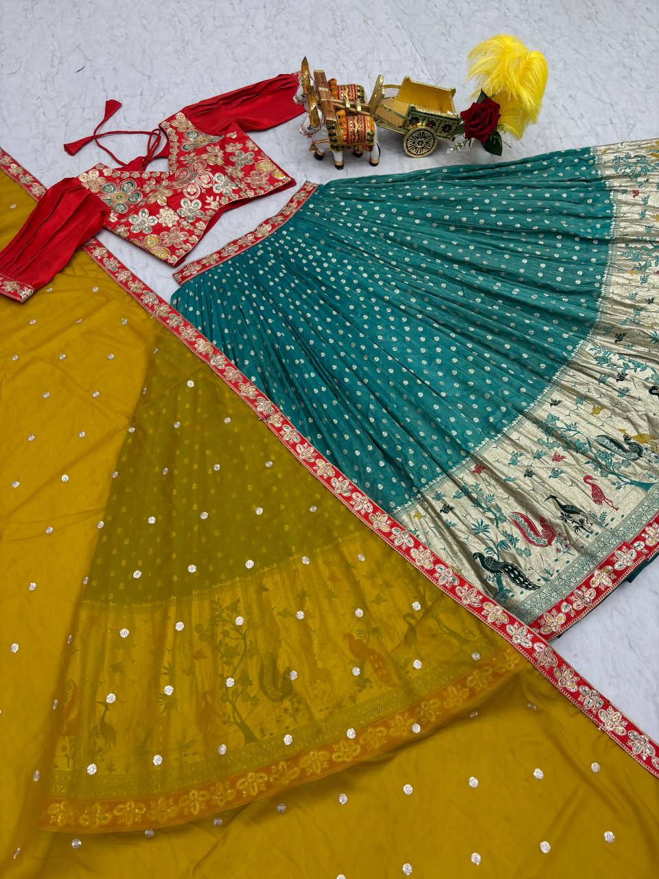 Occasion Wear Embroidery Work Rama Color Lehenga Choli