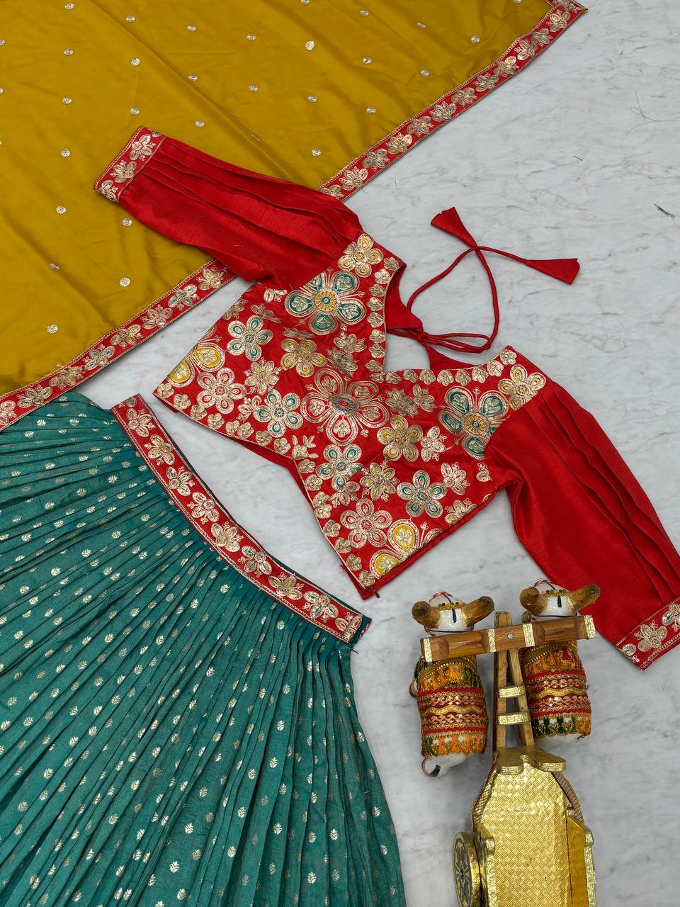 Occasion Wear Embroidery Work Rama Color Lehenga Choli