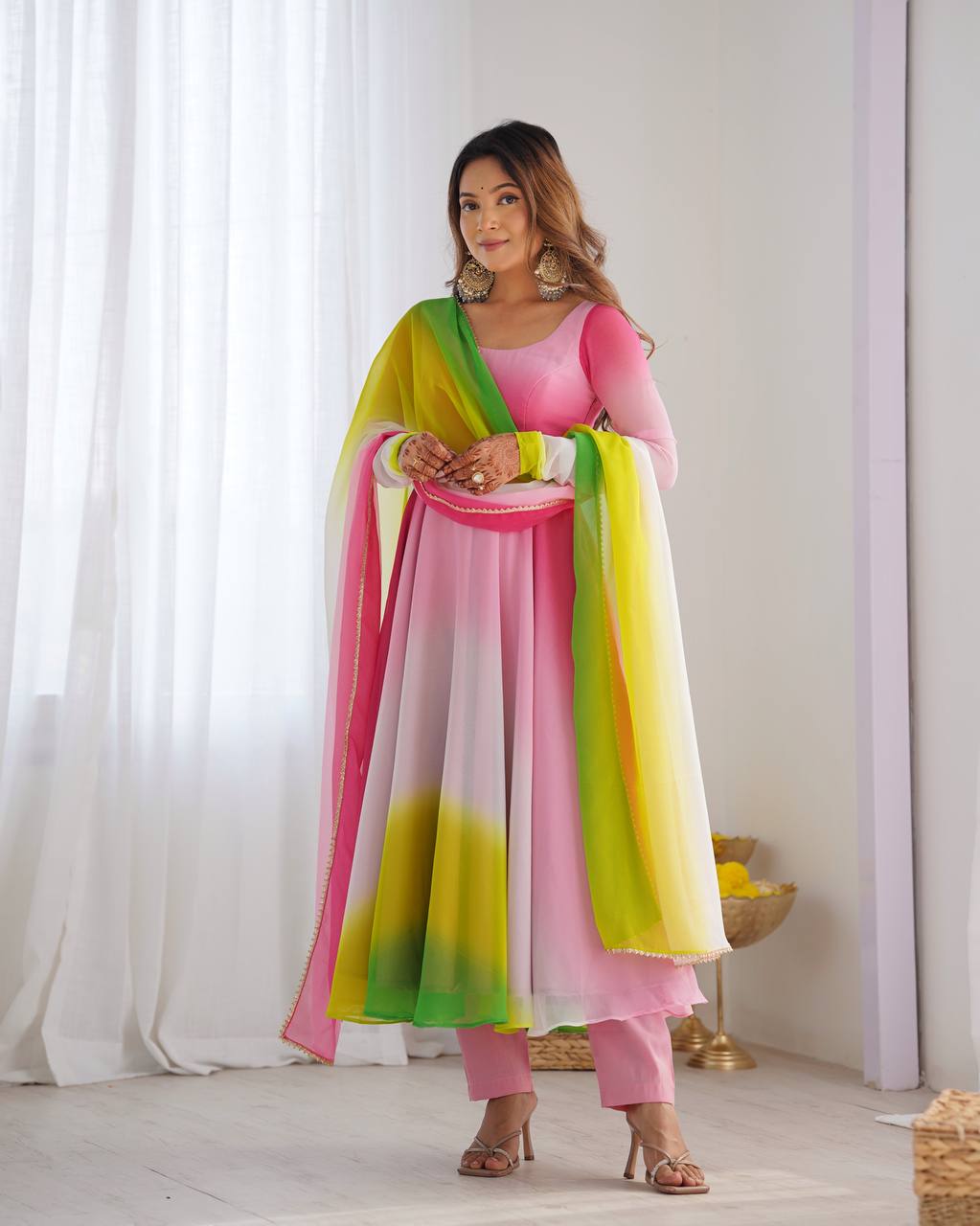 Elegant Georgette Multi Color Anarkali Suit