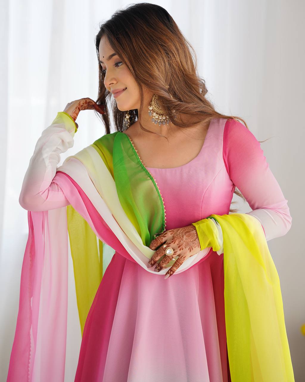 Elegant Georgette Multi Color Anarkali Suit