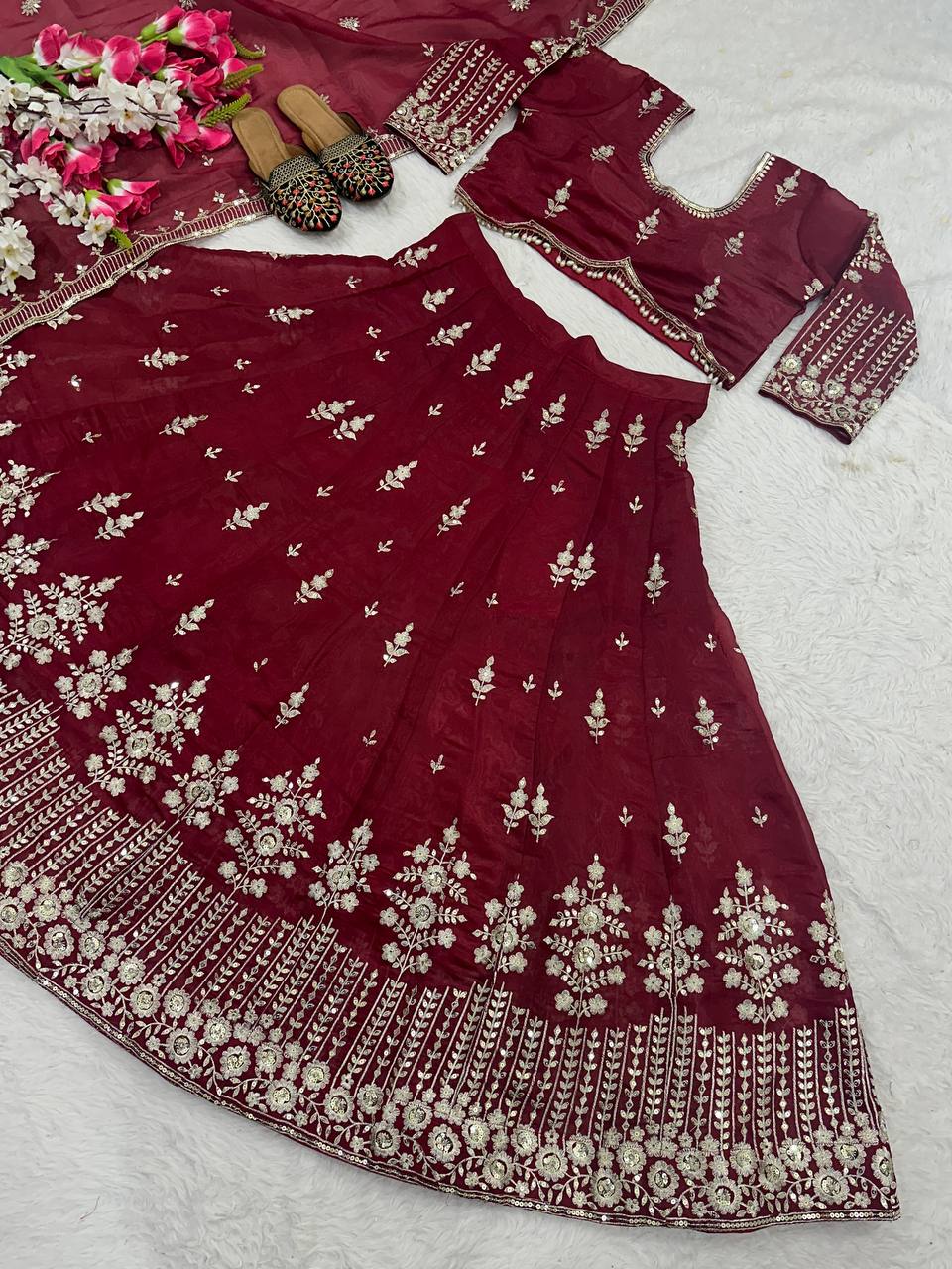 Marriage Special Heavy Work Maroon Color Lehenga Choli