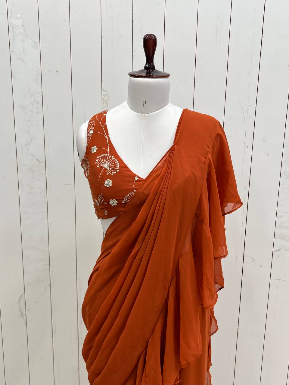 Party Wear Orange Color Draped Saree