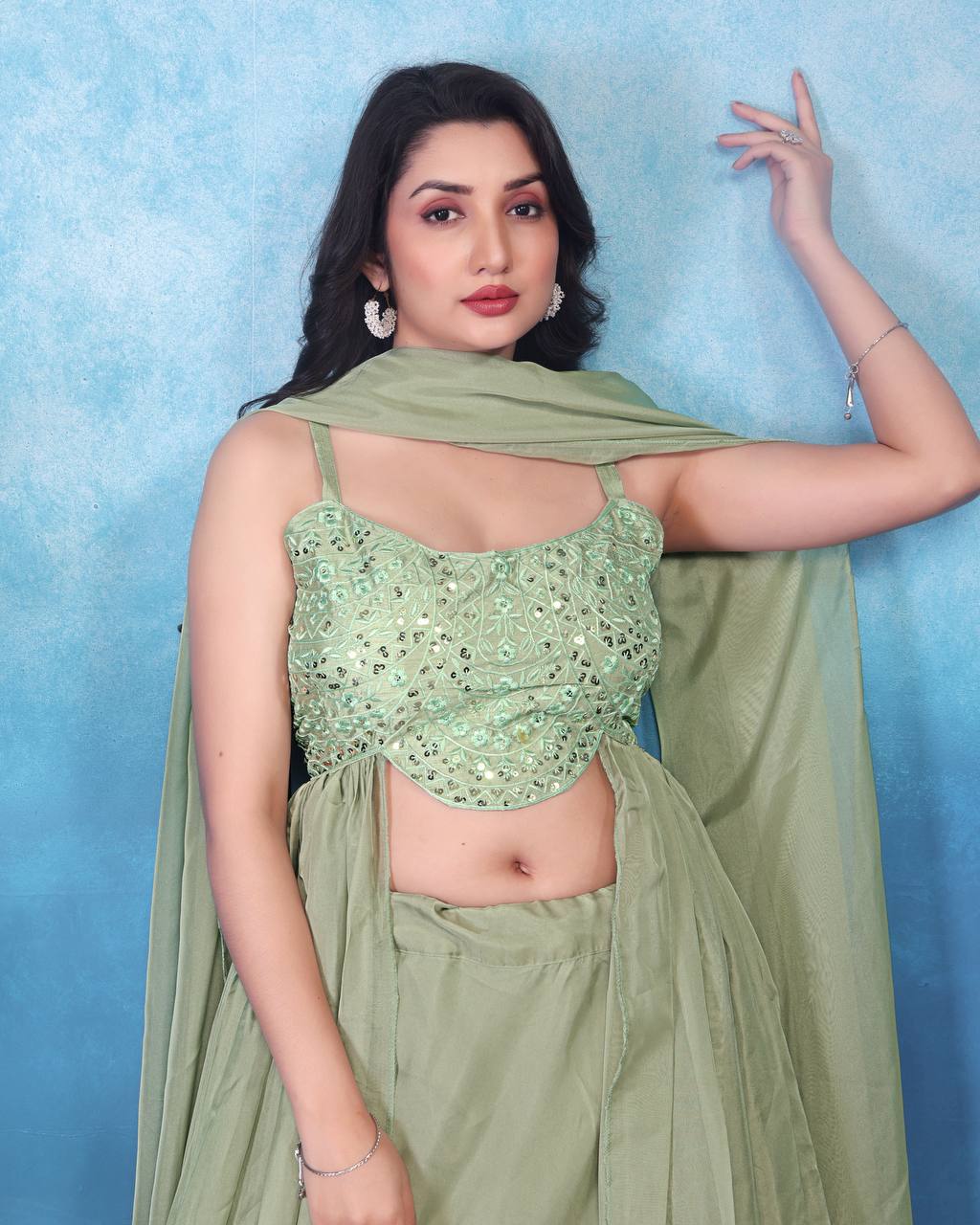 Function Wear Teby Silk Pista Color Lehenga Choli