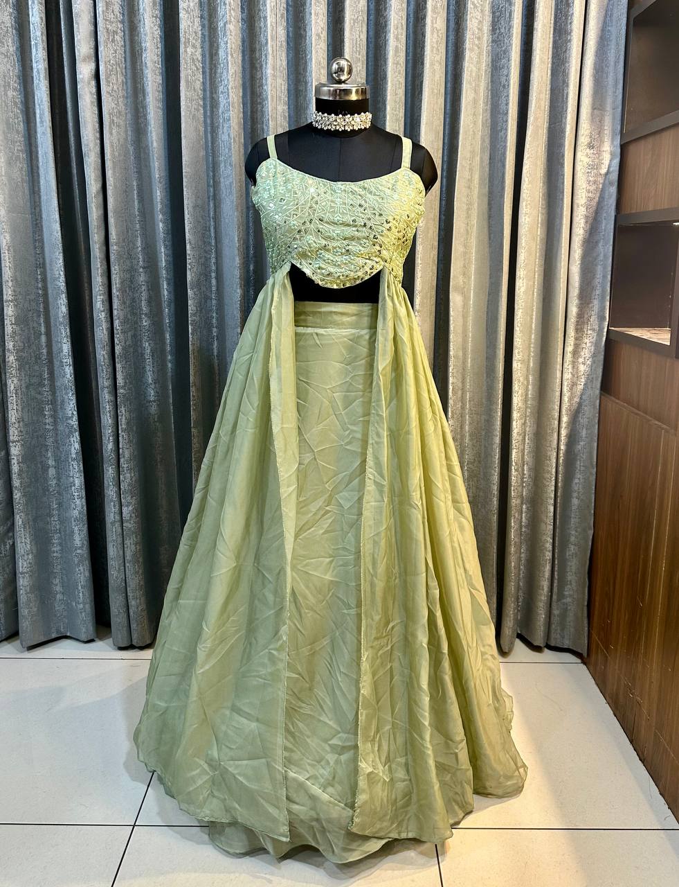 Function Wear Teby Silk Pista Color Lehenga Choli