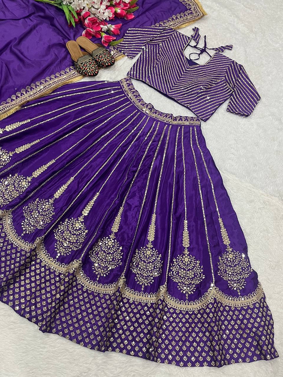 Classique Heavy Work Purple Color Lehenga Choli