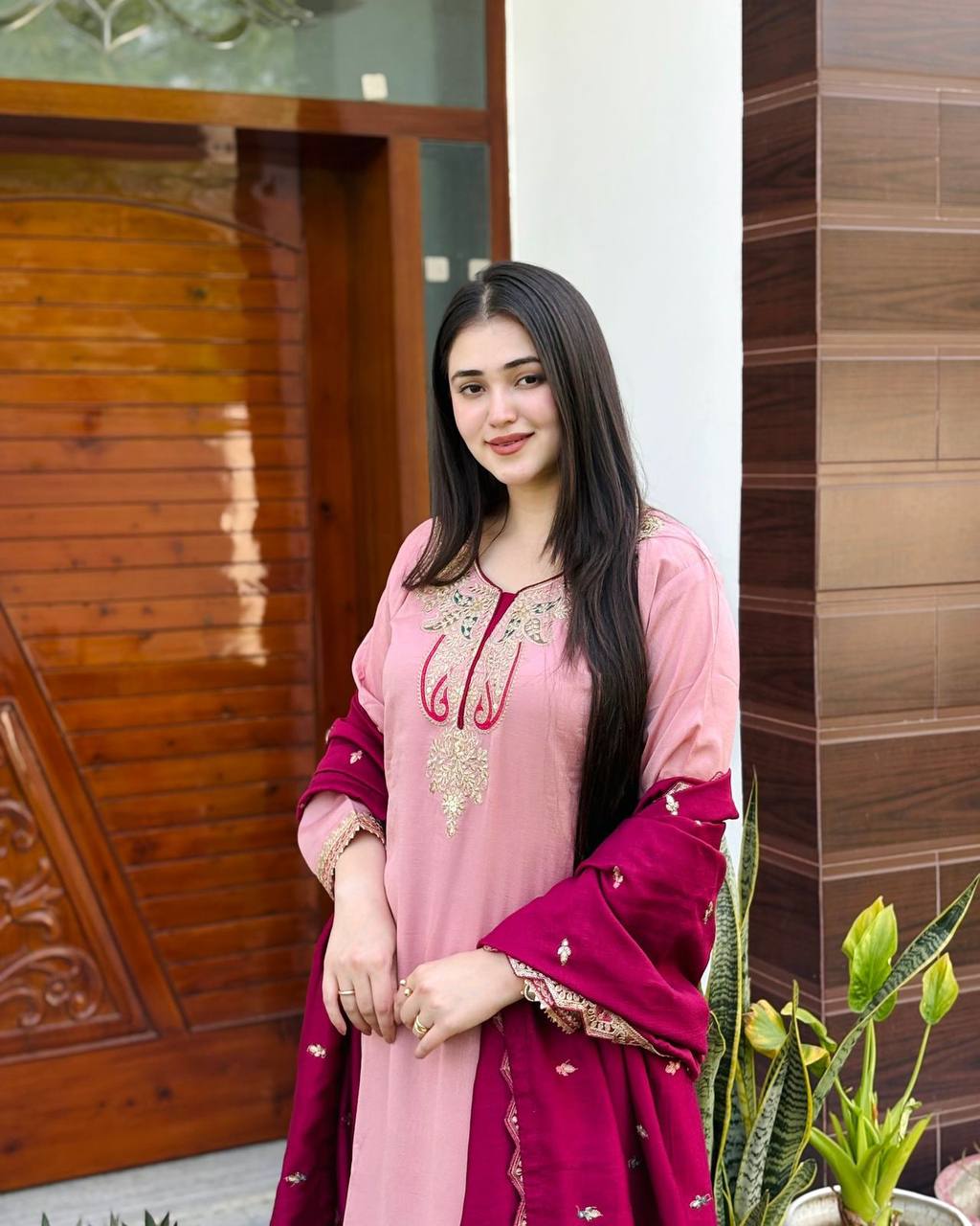 Function Wear Sequence Work Light Pink Color Sharara Suit