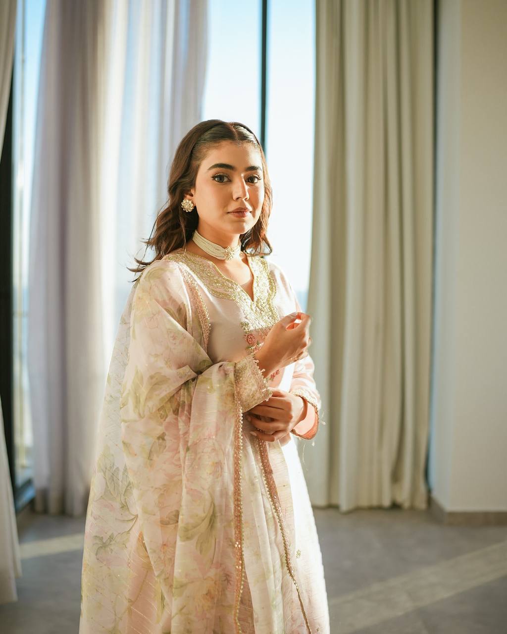 Beautiful Sequence Work Light Pink Color Palazzo Suit