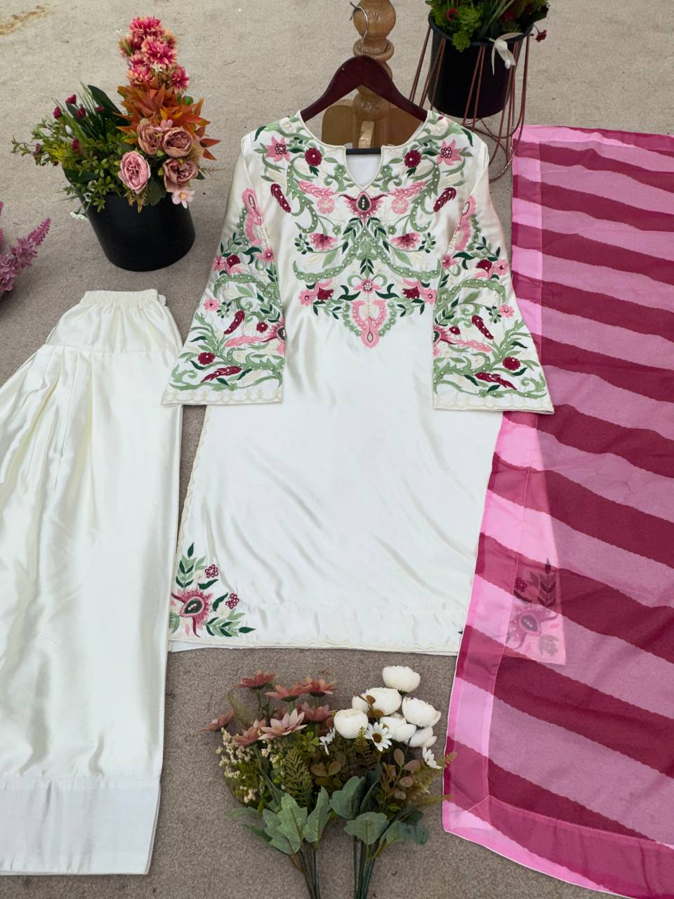 Stylish White Color Pakistani Salwar Suit